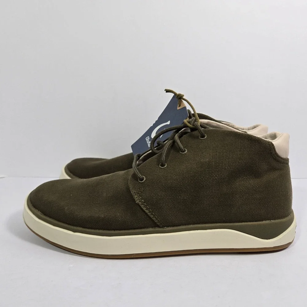 OluKai Papaku Men 10.5 Olive Canvas Chukka Boots 10539-6666 NEW